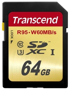 Old model Transcend SDXC card 64GB UHS-I U3 compatible (maximum read speed 95MB/ - Picture 1 of 6