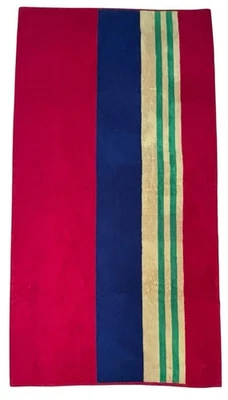 Vintage Ralph Lauren Toalha de Praia Polo Listrado Vermelho Azul Amarelo Algodão 35"x66" EUA - Imagem 1 de 4