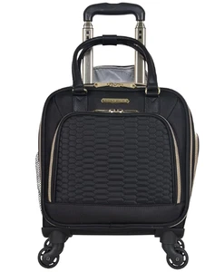 Aimee Kestenberg Florence Spinner 4-Wheel Underseat Carry On Tote - Black w Gold - Picture 1 of 14