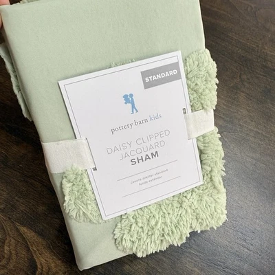 FALEZA DE ALMOHADA JACQUARD MARGARITA TEXTURIZADA GRANERO DE CERÁMICA PARA NIÑOS, ESTÁNDAR ~ VERDE SALVIA Foto 1 de 4