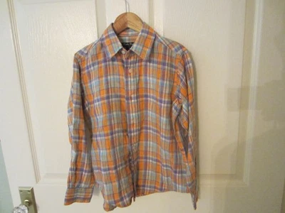 Niño Naranja Cuadros Lino Brooks Brothers Botón Manga Larga Pequeño 8 Top Foto 1 de 4