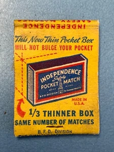 Vintage Independence Safety Pocket Match Matchbook 2nd Type Yellow - Picture 1 of 4