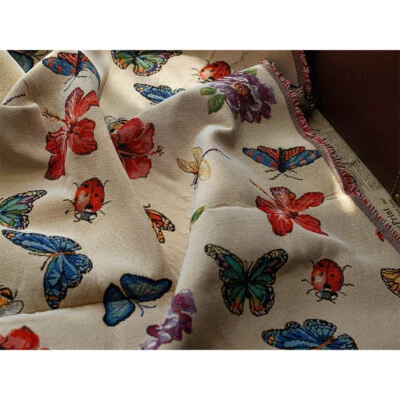 Tela de tapicería de jacquard francés mariposa insecto y flores costura POR Y Foto 1 de 4