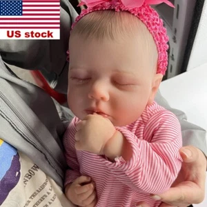 Lifelike Reborn Baby Doll Vinyl 19in Asleep Newborn Dolls Bebe Girl Gifts 49cm - Picture 1 of 5