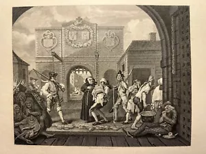 GATE OF CALAIS CARICATURE 1833 WILLIAM HOGARTH ANTIK STAHLSTICH ENGRAVING 21 - Bild 1 von 9
