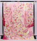 Furisode Kimono , Used, Pink, In Full Bloom, Condition Rank B, Large Size