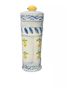 Vintage Spaghetti Canister Morris National Handpainted 13” Lemon Decorated - Picture 1 of 9