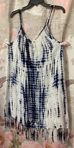 RAVIYA Tie-Dye Sleeveless Knee Length Dress Swimwear Coverup Size M Blue/White - Picture 1 of 11