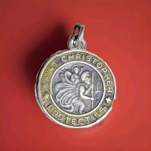 St. Christophorus Protect Us, Sterlingsilber, 3/4" Reiseanhänger  - Bild 1 von 4