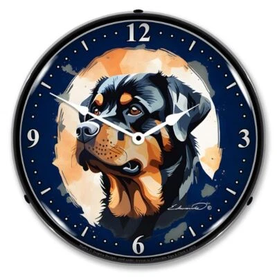 Rottweiler Dog LED Backlit Clock - Image 1 of 3