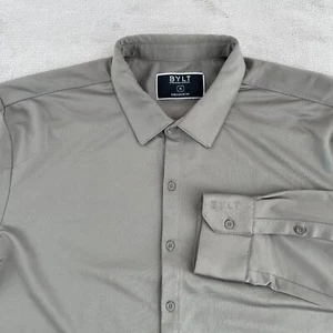 BYLT Camicia Uomo XL Oliva Executive Fit Performance Elasticizzata Manica Lunga Bottone NUOVO - Foto 1 di 9