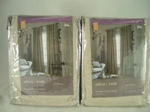 Allen Roth 2pc Bernard II 84-in Tan Polyester Light Filtering Curtain Panel - Picture 1 of 4
