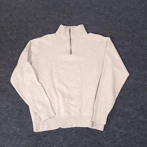 Polo Golf Ralph Lauren 1/4 Zip Pullover Sweater Mens Large Beige Merino Wool - Picture 1 of 12