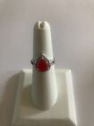 Natural Ruby Tear Drop Silver Ring (size 6)