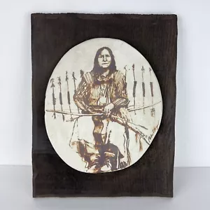 Vintage American Indian Häuptling Bogen Pfeil Wandkunst Keramik Holz 15 Zoll - Bild 1 von 13
