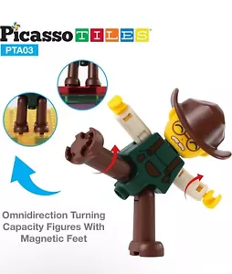 PicassoTiles 8 Piece 3D Magnetic Family Character Figure Expansion Set PTA03 - Picture 1 of 4