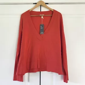 Maglione Eileen Fisher cotone biologico scollo a V profondo maglia corallo boxy taglia media - Foto 1 di 7