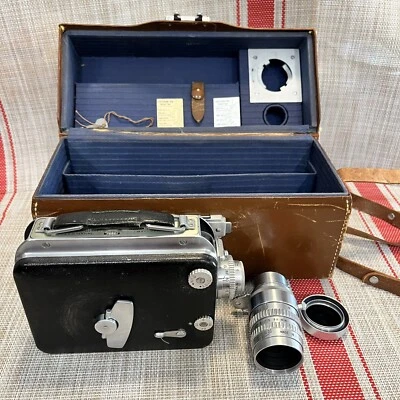 Kodak Cine Magazine 8 Camera + Anastigmat f/2.5 38mm C Mount Camera Lens + Case - Image 1 of 4
