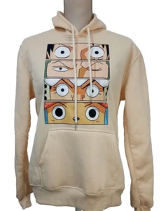 Anime Sweatshirt Hoodie Monkey D. Luffy XS Extra Small Cartoon Graphic Yellow - Picture 1 of 7