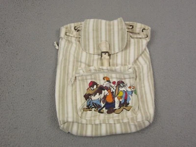 Mochila informal vintage de lona a rayas beige bolso de mujer Looney Tunes años 90 Foto 1 de 4