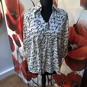 Miss Clove Blouse Top White Black Size 2xl size my 14 work business going out  - Picture 1 of 6