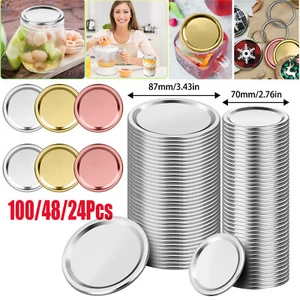 24PCS 87/70mm Regular Wide Mouth Canning Lid Mason Jar Leakproof Durable Reused - Picture 1 of 16
