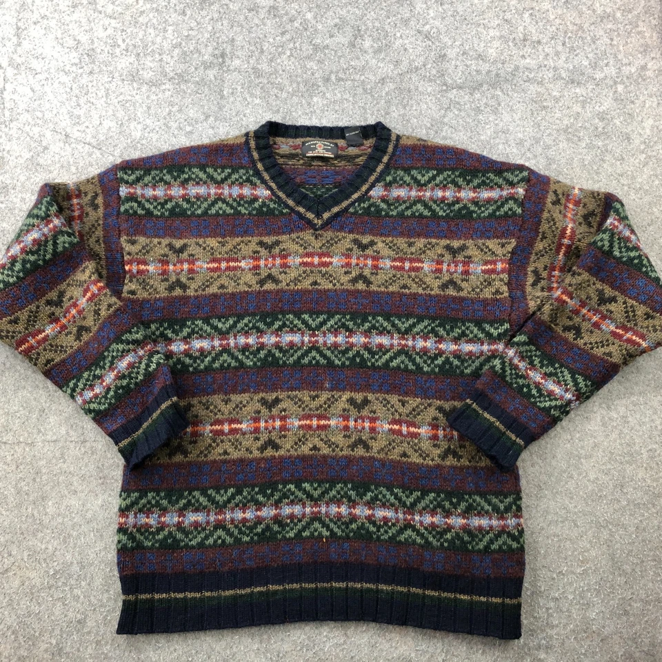 Suéter De Colección American Eagle Hombres Mediano Beige Geométrico Abstracto Esquí Lana Esquí Foto 1 de 4