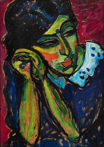 Alexej von Jawlensky - Mädchen mit Zopf, 1910, 69,5 x 49,5 cm - Bild 1 von 1
