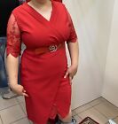 Red dress,from Turkey, used  for 2 hours, Clean! Have red belt together! Size 18