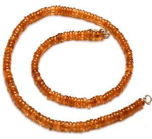 Collar de 16" con gemas de topacio imperial natural tamaño 6 mm cuentas lisas en forma de rondelle - Imagen 1 de 7