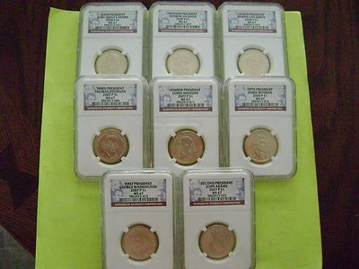 2007-2008-P PRESIDENTIAL NGC MS 67 8-DOLLAR COIN BUSINESS STRIKE DOLLAR SET - Image 1 of 4