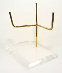 Soporte acrílico de cristal HQRP 5,8" con triple soporte de bronce para losas rodajas fósiles - Imagen 1 de 7