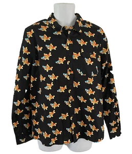 Neff Fish Button Down Shirt Mens Sz Medium Long Sleeves Black Koi Fish Print NWT - Picture 1 of 12