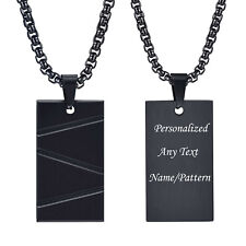 Men's Dog Tag Necklaces for Father Papa Husband,Stainless Steel Square Pendant