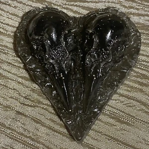Grey/gray Translucent Crow Skulls Heart, Resin, One Of A Kind - Picture 1 of 8