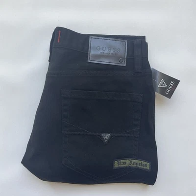 Pantalones de mezclilla negros ajustados remendados ajustados para hombre Guess talla 29 Foto 1 de 4