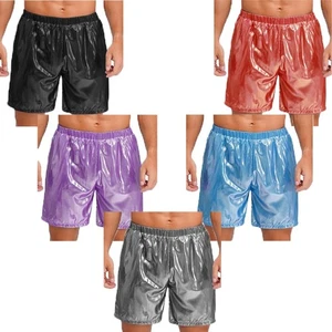 Men's Boxer Shorts Elastic Waistband Glossy Loose Fit Beach Casual Loungewear - Picture 1 of 48