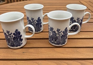 Churchill Blue Willow 4 1/8" große Tassen Kaffee, Tee Made in England, 4er Set - Bild 1 von 5