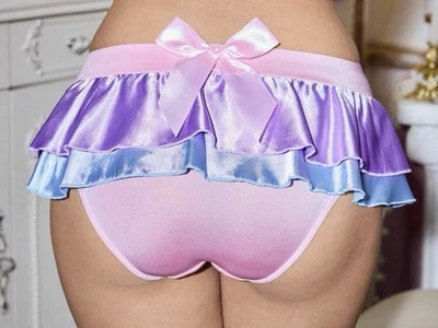 Bragas cortas rosa segunda piel satinadas con volantes multicapa dobladillo para pastel para mujer XL NUEVAS Foto 1 de 4