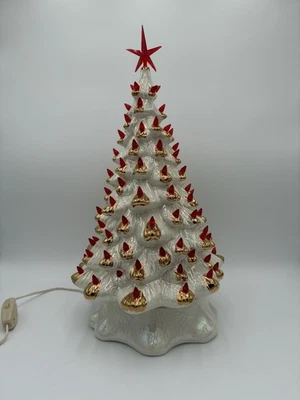 Рождественская елка голландской формы, красная, белая, золотая, радужная керамическая елка с подсветкой - Изображение 1 из 4
