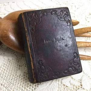Antique Victorian Miniature Book Swedish Psalm Boken Leather 1868 Doll Bear Prim - Picture 1 of 19