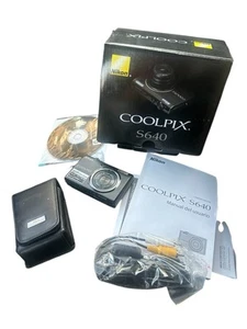 NIKON Coolpix S640 Black 12.2MP Compact Digital Camera w/Flip Case Works - Picture 1 of 3
