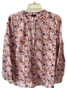 Nuevo $78 Talbots Mujer Pequeño Mediano Floral Abotonado Top Rosa Azul Blanco CC5 - Imagen 1 de 6