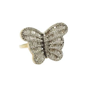 Beautiful 10K Yellow & White Gold 2.50 Carat Natural Diamond Butterfly Ring - Picture 1 of 8