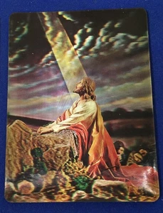 1960er Super Xograph 3D linsenförmige christliche Postkarte Jesus Agonie im Garten - Bild 1 von 8