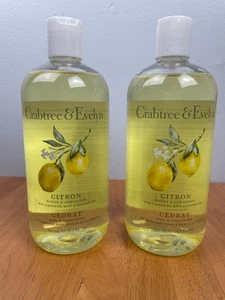 Crabtree & Evelyn Set of 2 CITRON HONEY CORIANDER Bath Shower Gel 16.9 oz - Picture 1 of 2