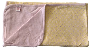 Vtg 1990s Gymboree Baby Blanket Reversible Signs of Spring Pink Yellow Flowers - Picture 1 of 7