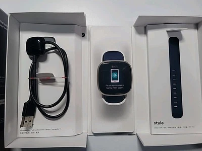 FitBit Versa 3 Health and Fitness Smartwatch, Midnight Blue/Gold - Image 1 of 4