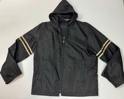 Vintage CAMPUS Black Nylon Zip Up Lightweight Hoodie Windbreaker Size 40 - Image 1 of 4