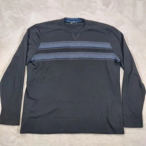 Smartwool Mens Sweater Large Sparwood Pullover Crewneck Stripe Baselayer Black - Picture 1 of 9